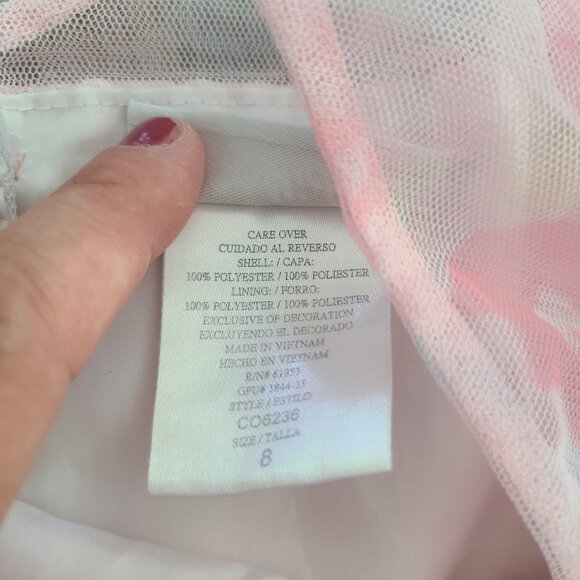 Jona Michelle Girls Pink Sequin Tulle Ruffle Formal Party Dress size 8 - Picture 10 of 11